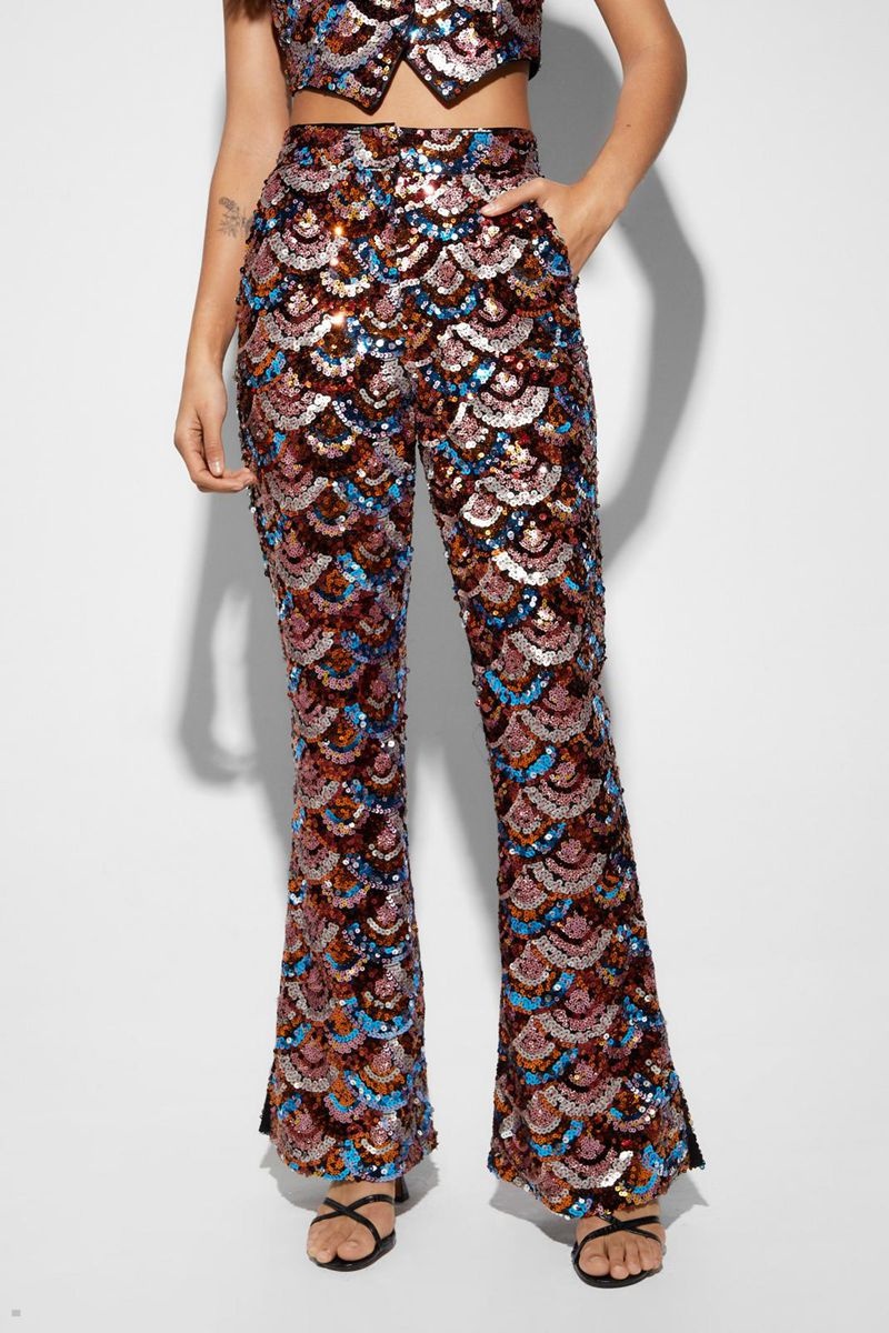 Kalhoty Nasty Gal Premium Boho Sequin Viacfarebný | CZ 1708-MRZTO