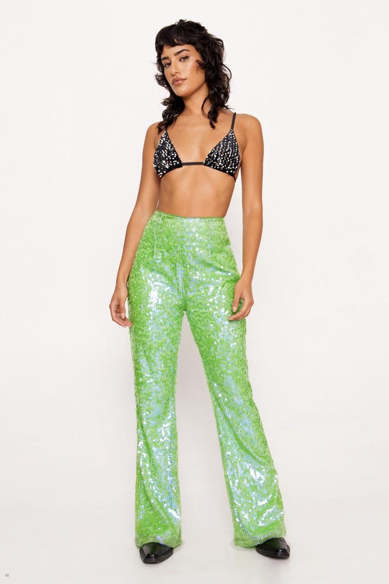 Kalhoty Nasty Gal Premium Sequin Flare Blankyt | CZ 9574-UMHAV