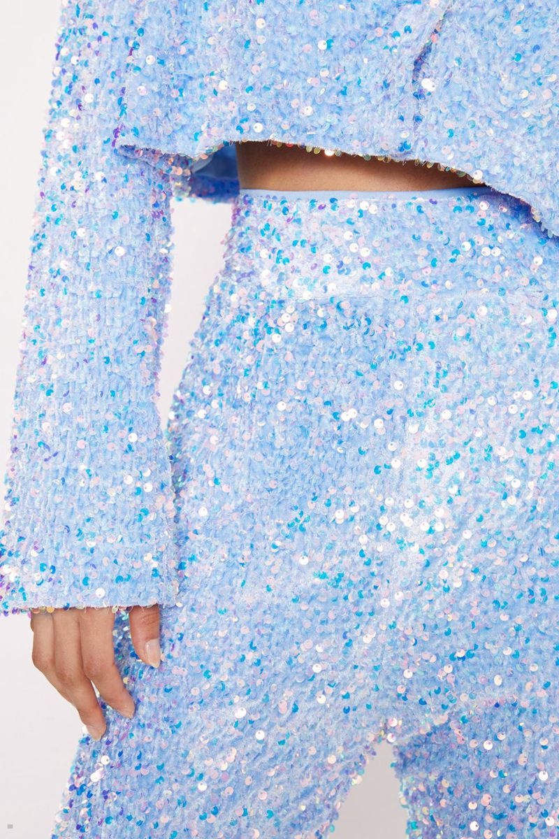 Kalhoty Nasty Gal Premium Velvet Sequin Flare Blankyt | CZ 5279-HAEIR