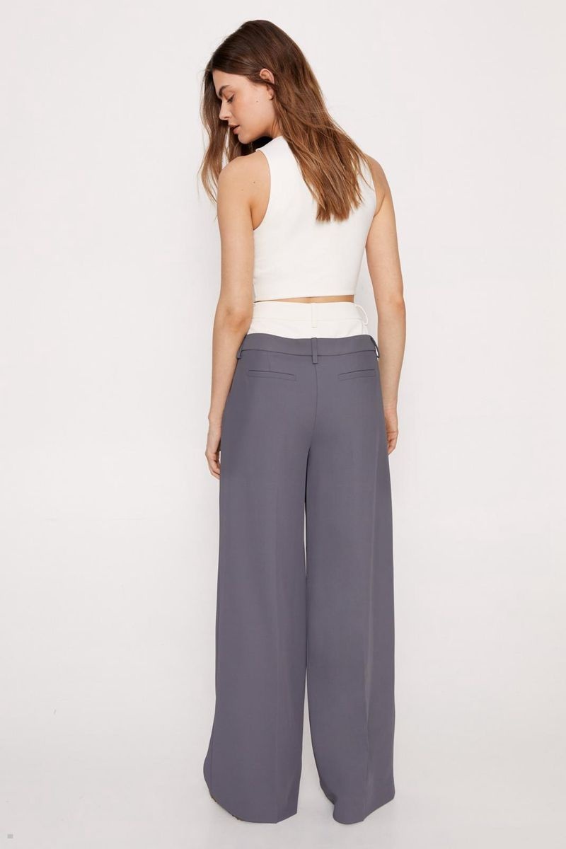 Kalhoty Nasty Gal Premium Waistband Detail Šedé | CZ 6952-YAFKU