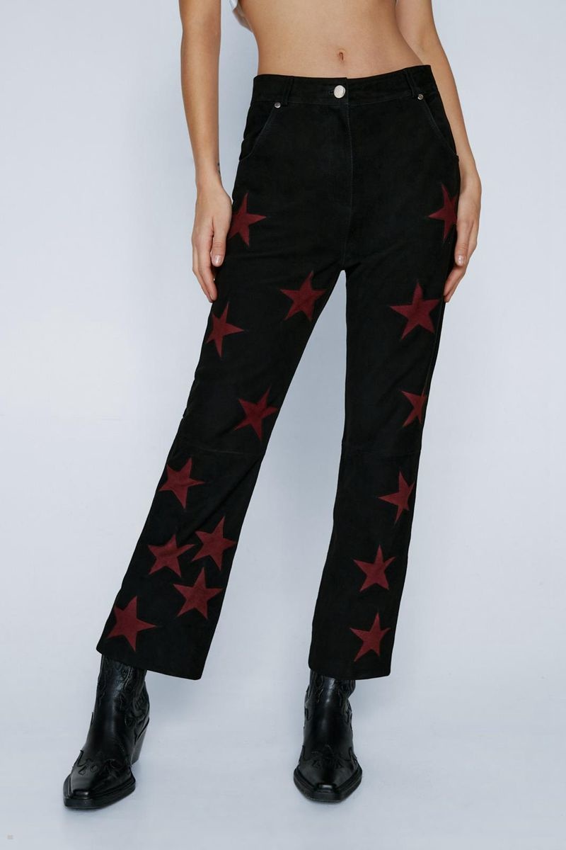 Kalhoty Nasty Gal Semišové Star Flare Černé | CZ 1790-EMHKF