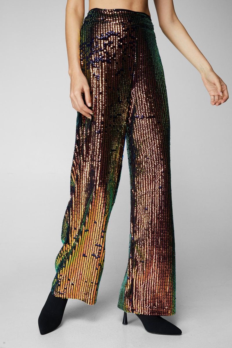 Kalhoty Nasty Gal Sequin Široké Leg Viacfarebný | CZ 7102-DNERS