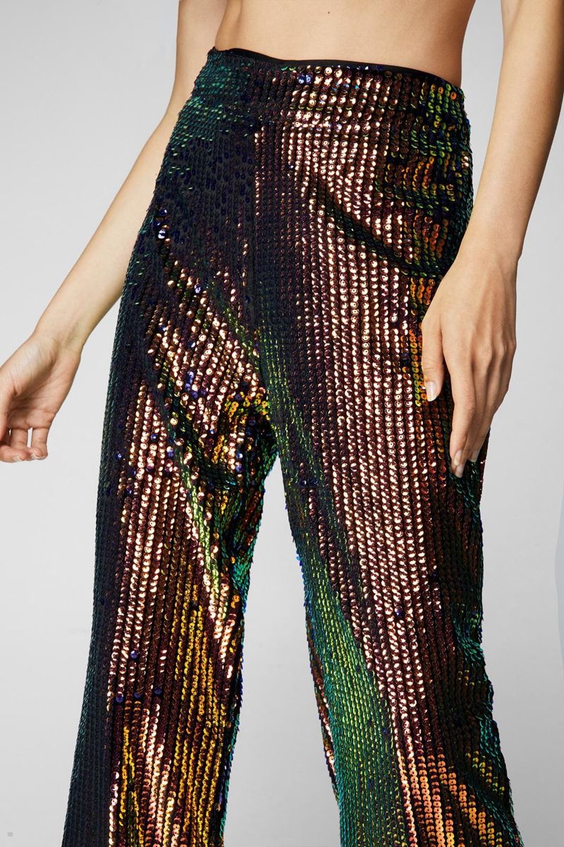 Kalhoty Nasty Gal Sequin Široké Leg Viacfarebný | CZ 7102-DNERS