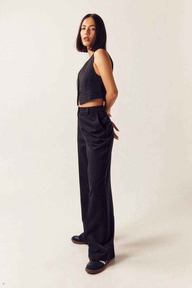 Kalhoty Nasty Gal Tailored Rovný Leg Černé | CZ 6410-MACHF