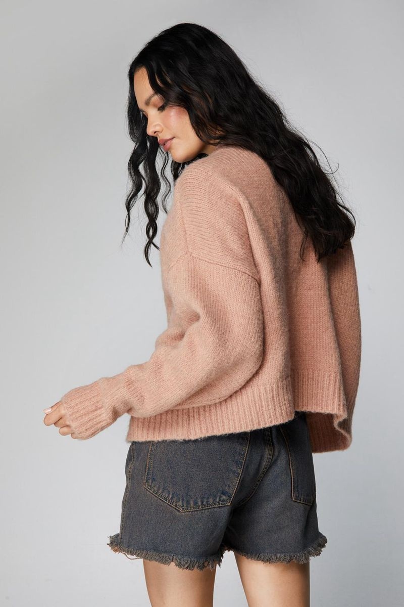 Kardigan Nasty Gal Oversized Brushed Knit Cropped Růžové | CZ 3968-JRWAD