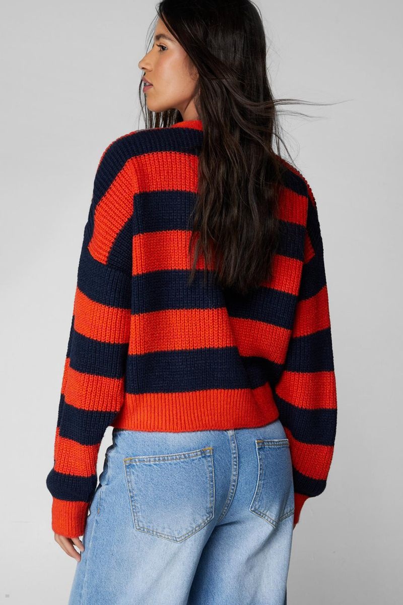 Kardigan Nasty Gal Soft Touch Stripe Knit Tmavě Blankyt | CZ 8512-TYKLS