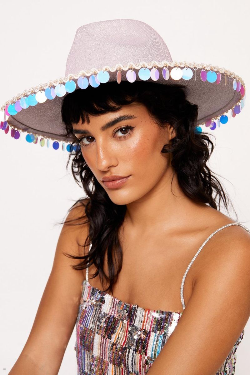 Klobouky Nasty Gal Coin Detail Contrast Stitch Cowboy Růžové | CZ 5419-MQLRZ