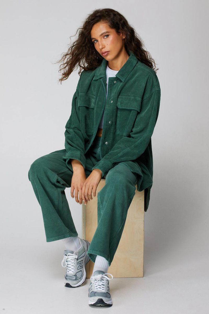 Košile Nasty Gal Corduroy Oversized Olivy Zelené | CZ 3127-FICGU