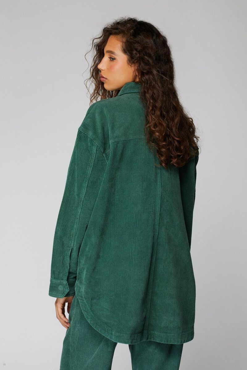 Košile Nasty Gal Corduroy Oversized Olivy Zelené | CZ 3127-FICGU