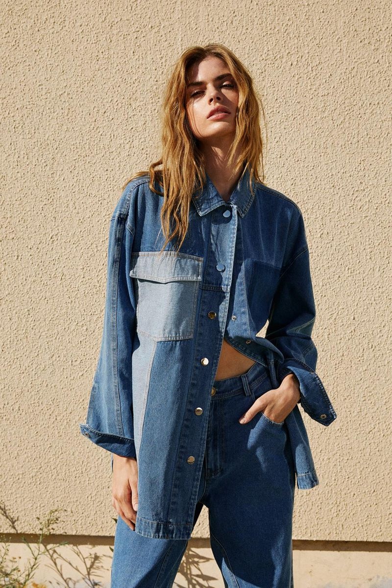 Košile Nasty Gal Patchwork Denim Oversized Viacfarebný | CZ 1542-XPKJV