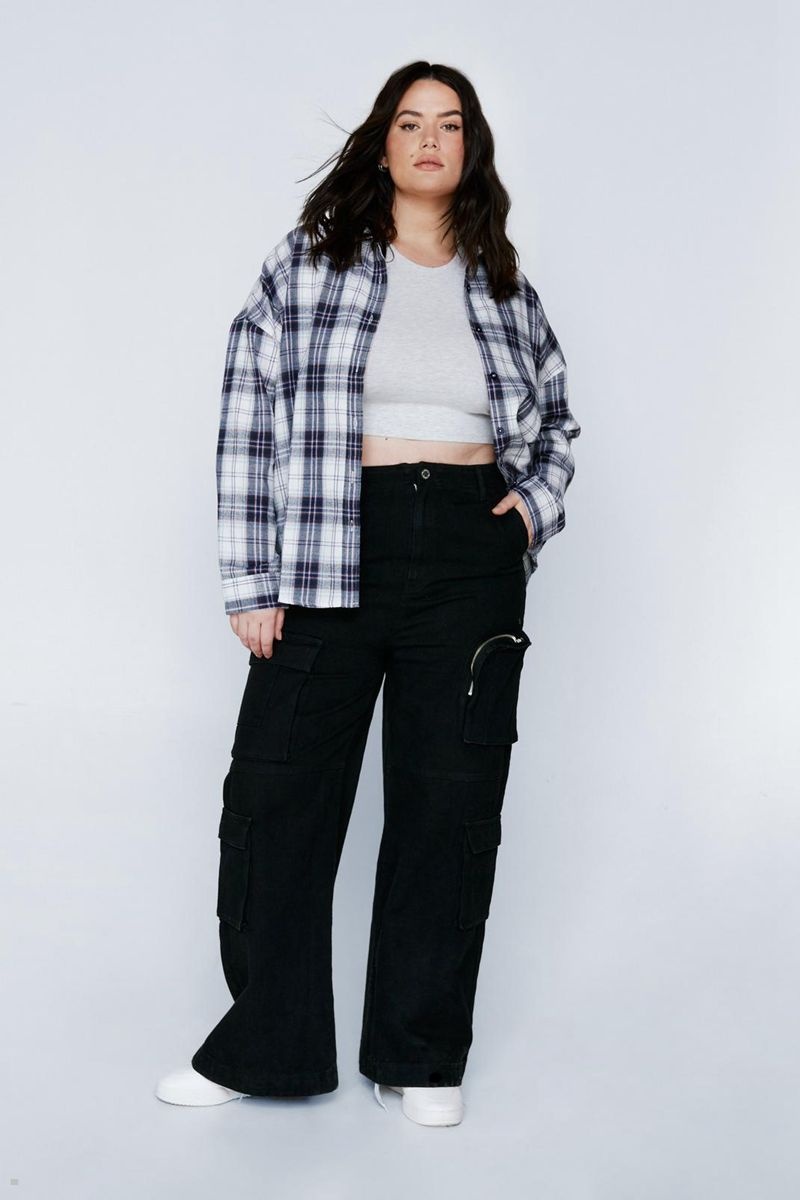 Košile Nasty Gal Plus Velikost Plaid Relaxed Fialové | CZ 3456-JGIMP