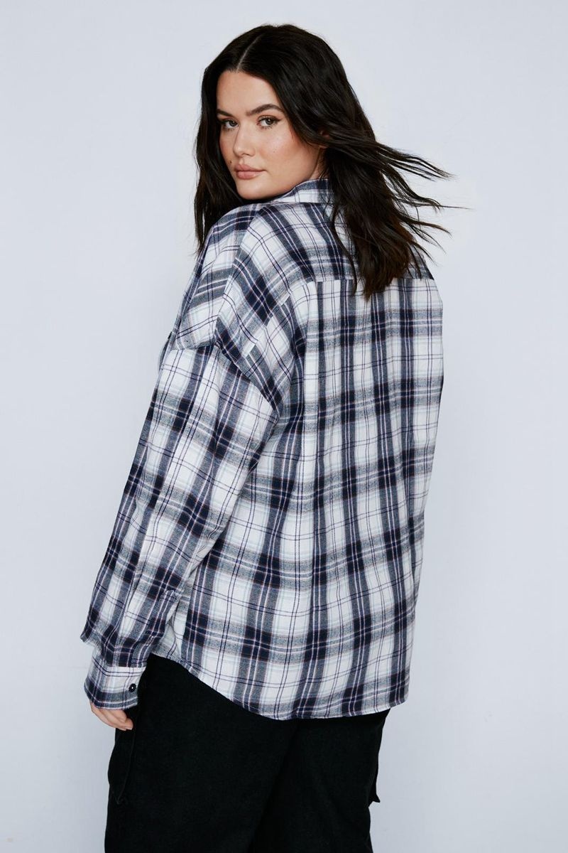 Košile Nasty Gal Plus Velikost Plaid Relaxed Fialové | CZ 3456-JGIMP