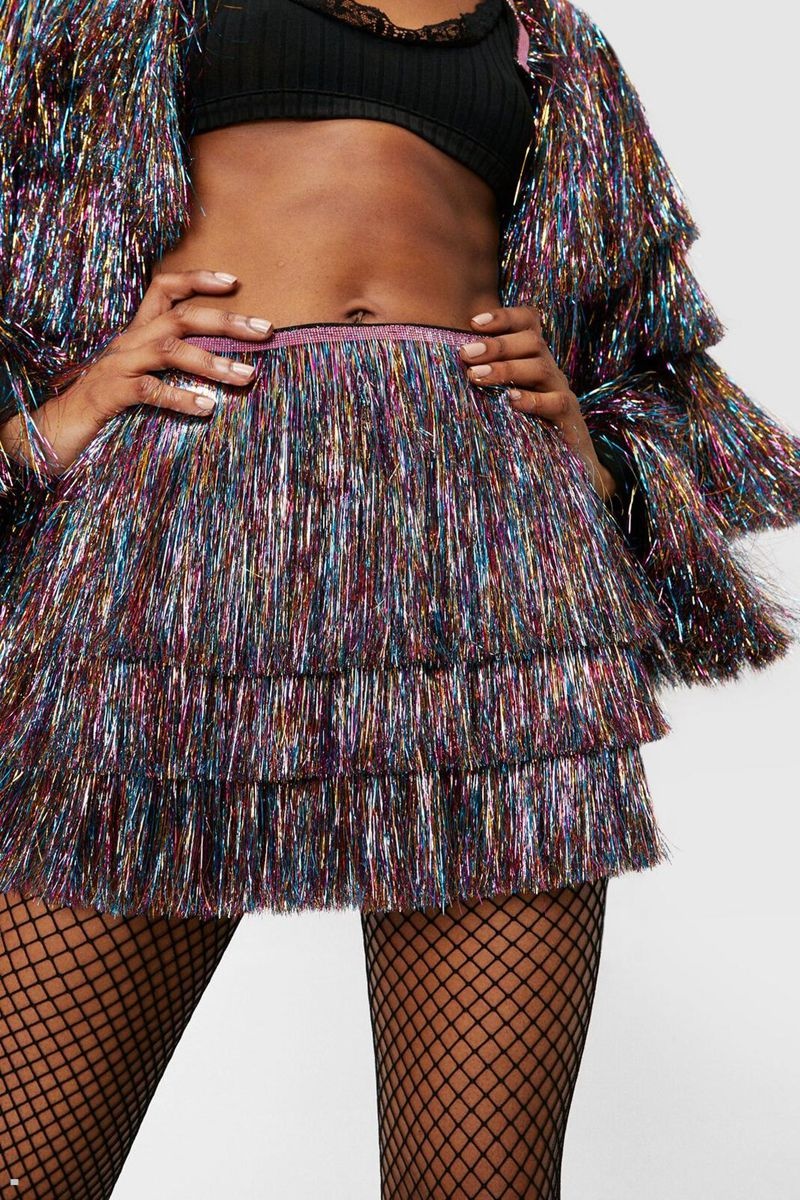 Kraťasy Nasty Gal High Waisted Tinsel Fringe Viacfarebný | CZ 9423-NQJIT