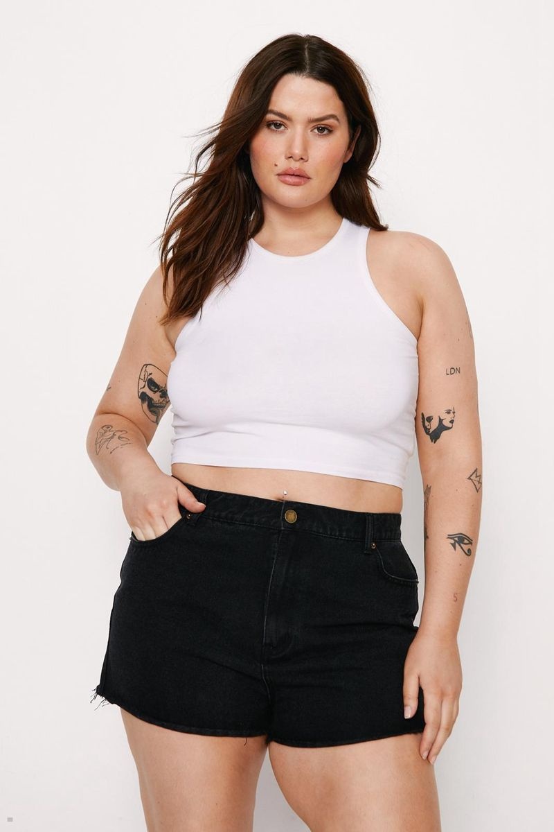 Kraťasy Nasty Gal Plus Velikost Star Bum Denim Mom Černé | CZ 8316-ALZCY