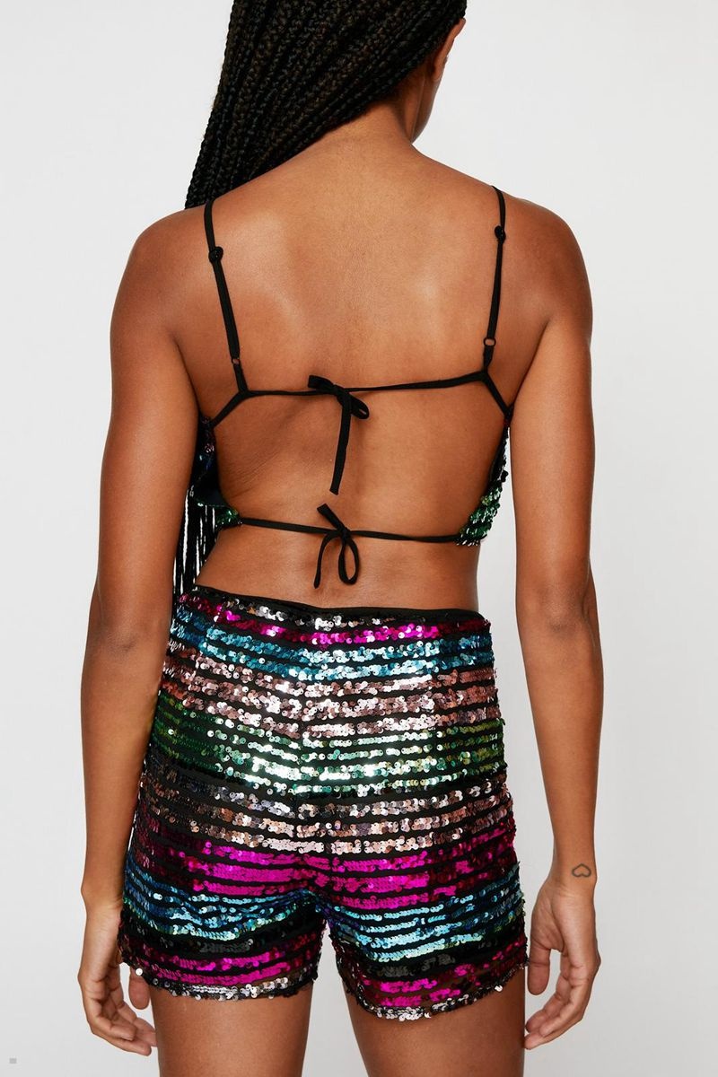 Kraťasy Nasty Gal Stripe Sequin High Waisted Viacfarebný | CZ 8057-KPOQY