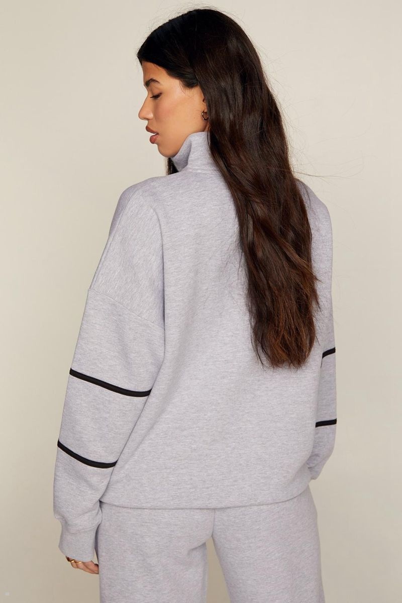 Mikina Nasty Gal Athletics Centre Grafická Quarter Zip Šedé | CZ 2160-INKHX