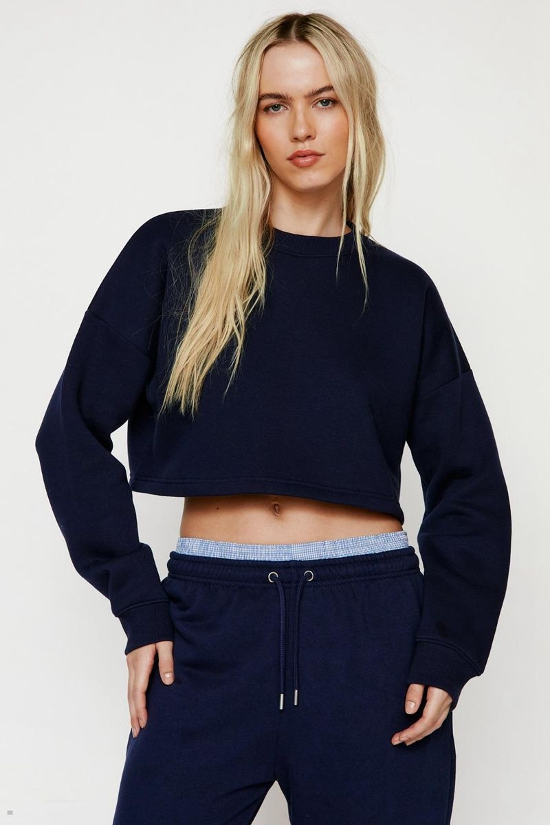 Mikina Nasty Gal Basic Crop Tmavě Blankyt | CZ 4837-FGLUS