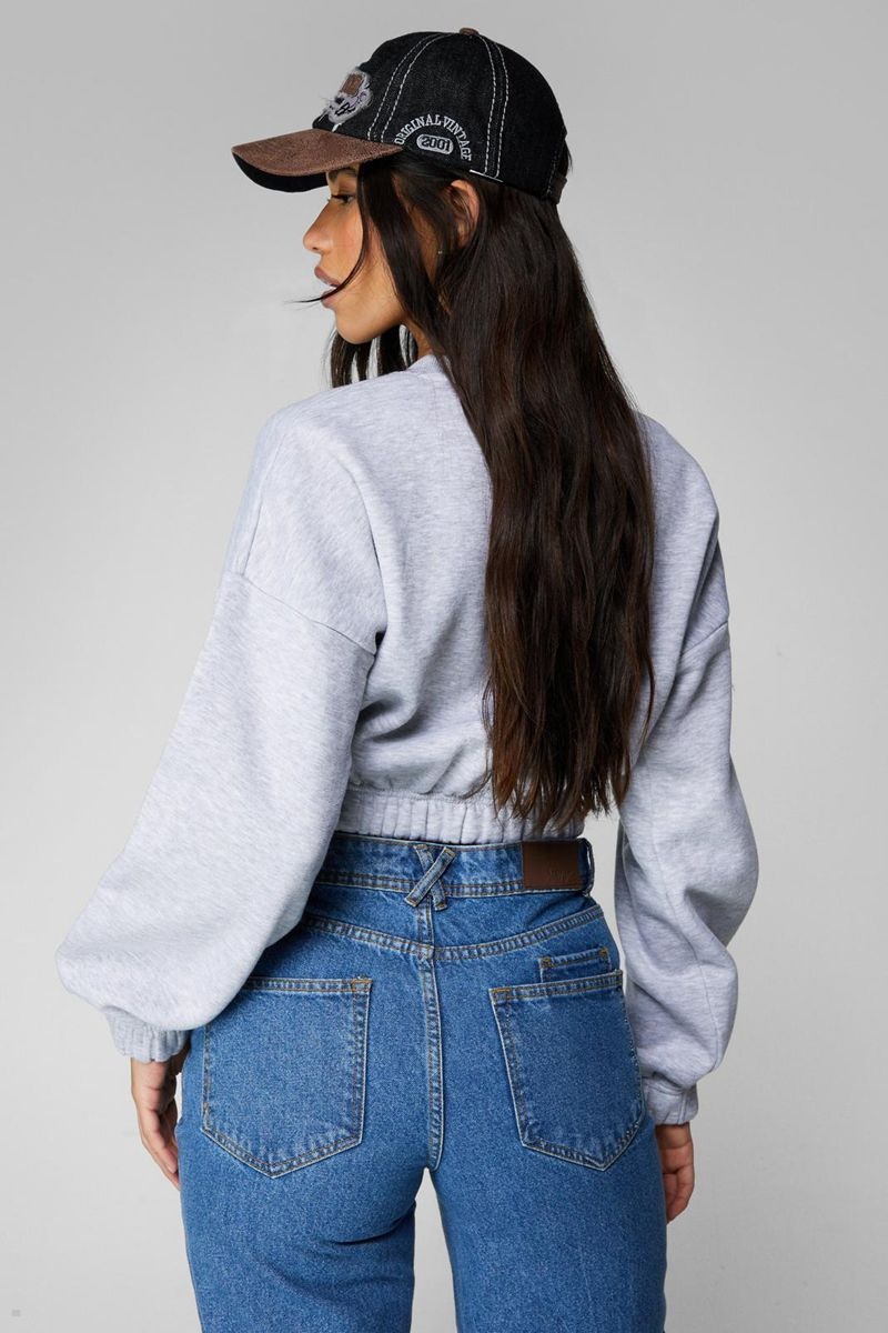 Mikina Nasty Gal Cropped Long Sleeve Šedé | CZ 0369-XJNLU