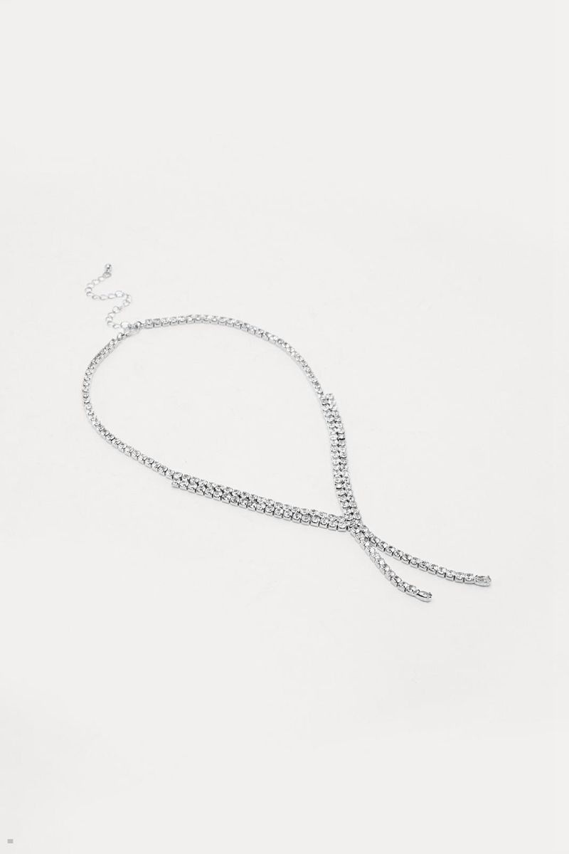 Náhrdelník Nasty Gal Diamante Y Chain Stříbrné | CZ 4067-PQFLD