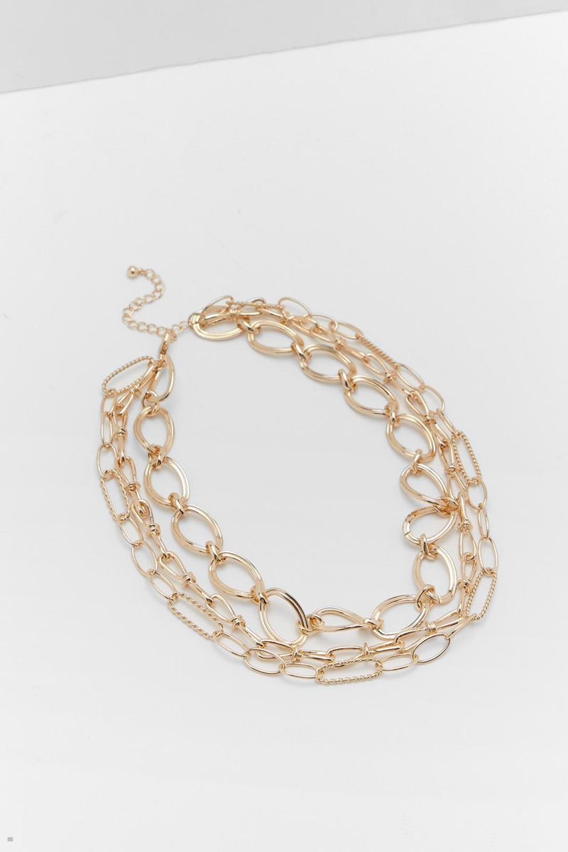 Náhrdelník Nasty Gal Recycled Chain Layered Zlaté | CZ 6539-WTUMD