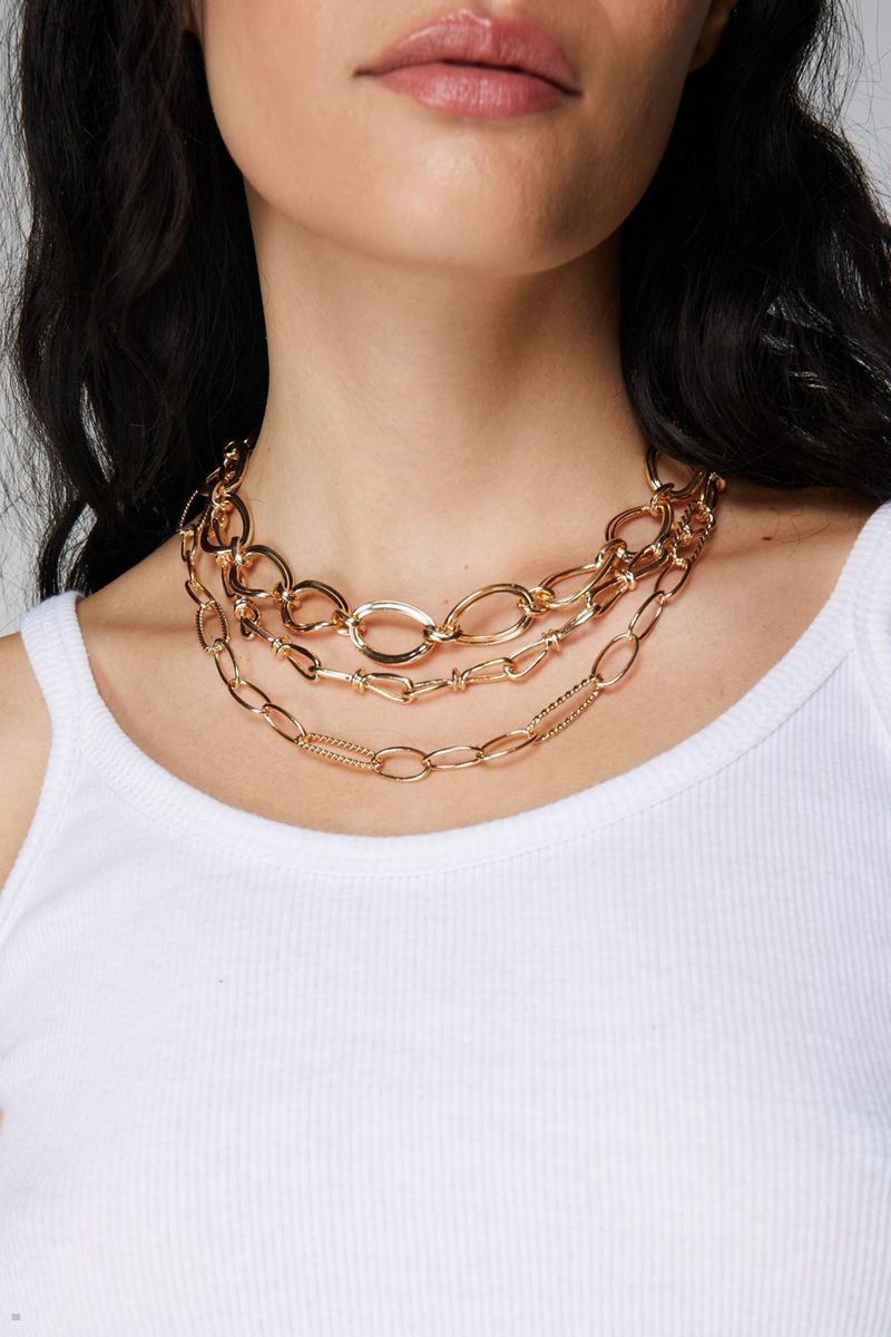 Náhrdelník Nasty Gal Recycled Chain Layered Zlaté | CZ 6539-WTUMD