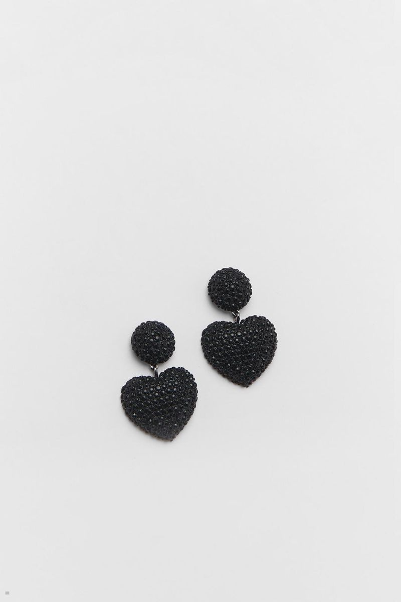 Náušnice Nasty Gal Diamante Heart Černé | CZ 9045-GHUDA