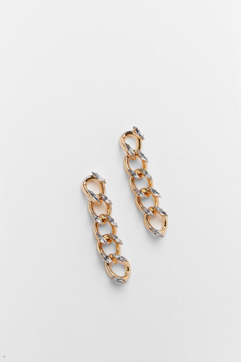 Náušnice Nasty Gal Recycled Diamante Chain Zlaté | CZ 1095-QCKBF