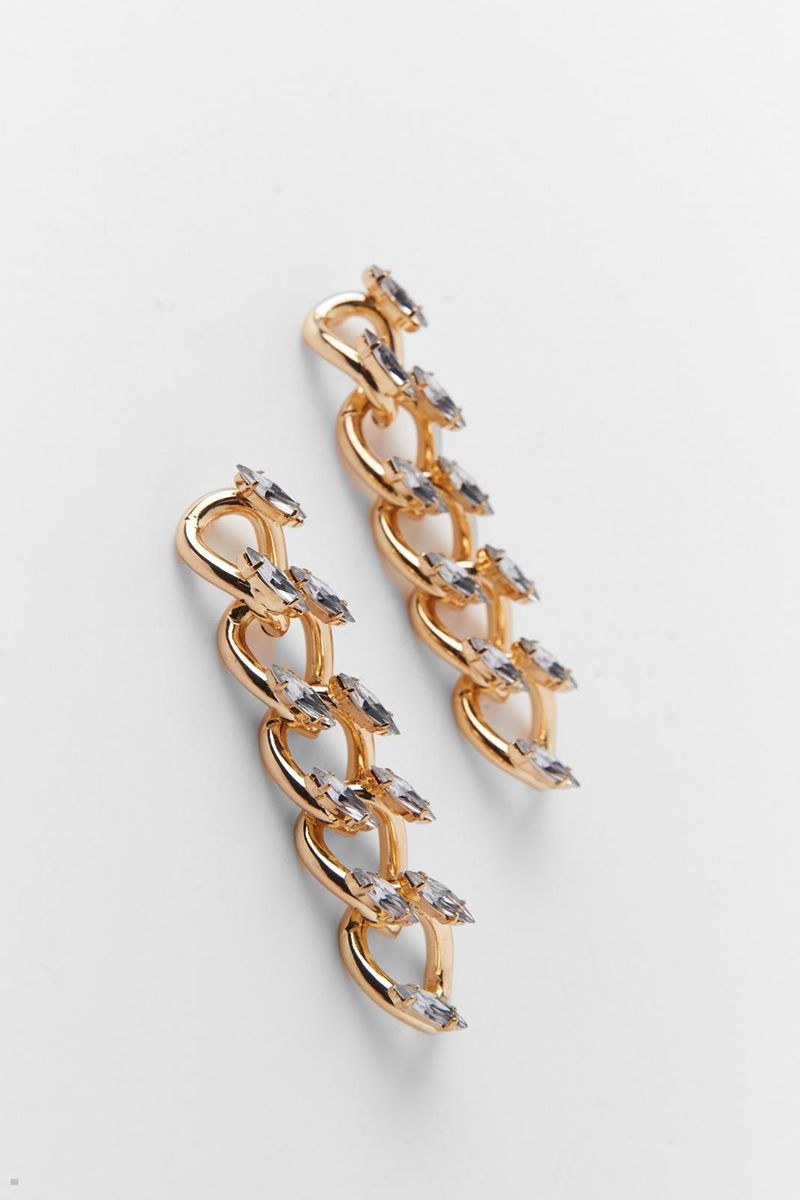 Náušnice Nasty Gal Recycled Diamante Chain Zlaté | CZ 1095-QCKBF