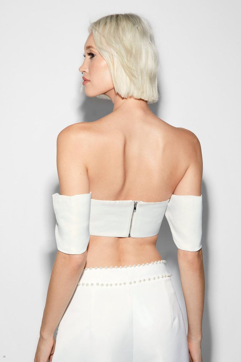 Podprsenka Nasty Gal Premium Pearl Embellished Shell Bílé | CZ 4029-RUJXL