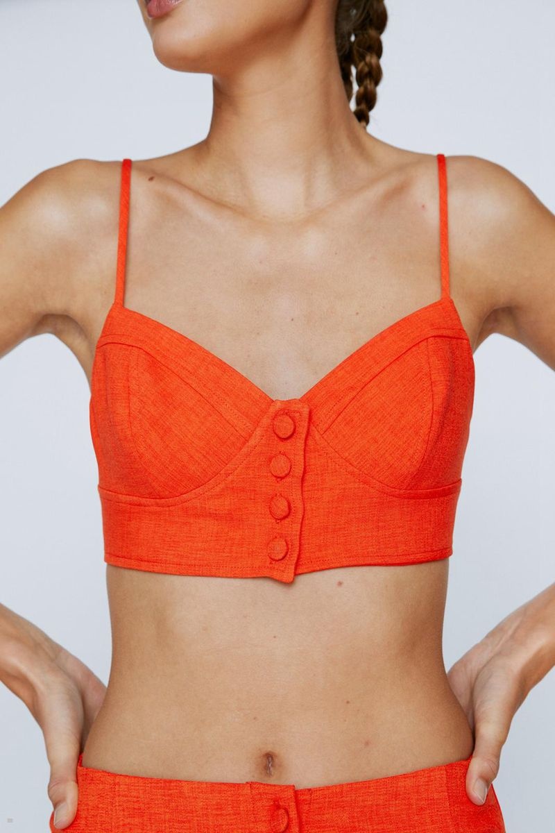 Podprsenka Nasty Gal Tailored Button Front Top Oranžové | CZ 6018-TNPLB