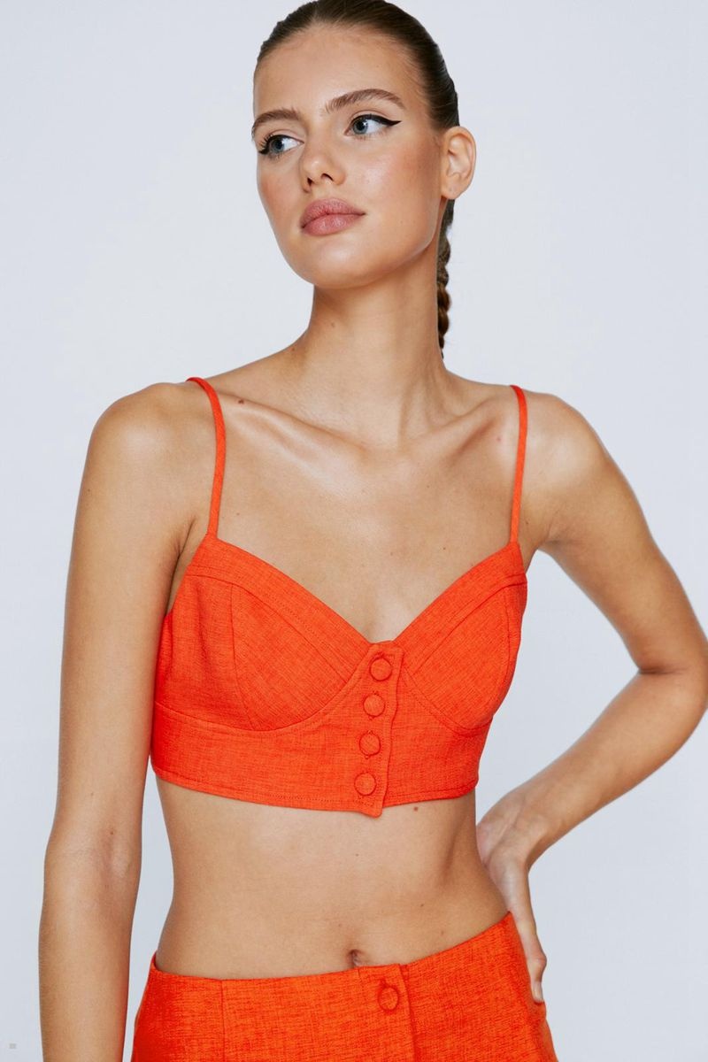 Podprsenka Nasty Gal Tailored Button Front Top Oranžové | CZ 6018-TNPLB