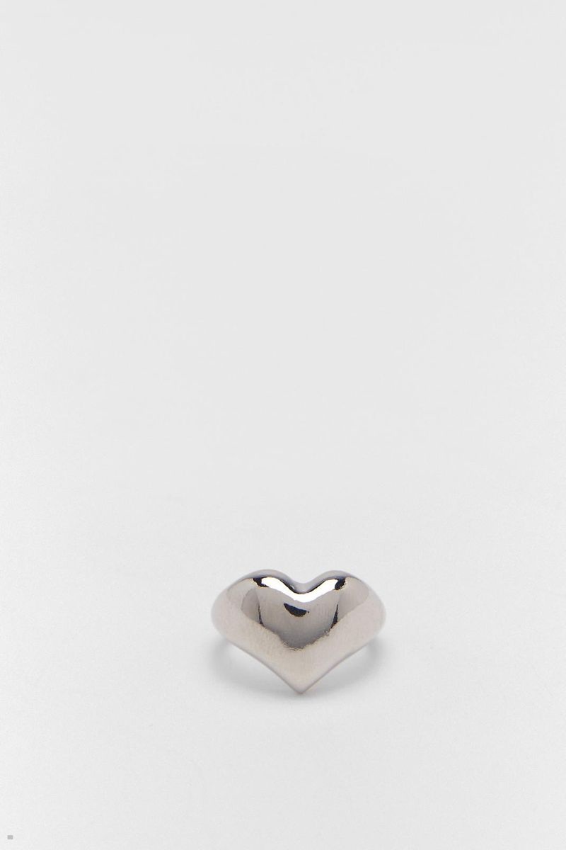 Prsten Nasty Gal Metallic Heart Stříbrné | CZ 9412-SZBVP