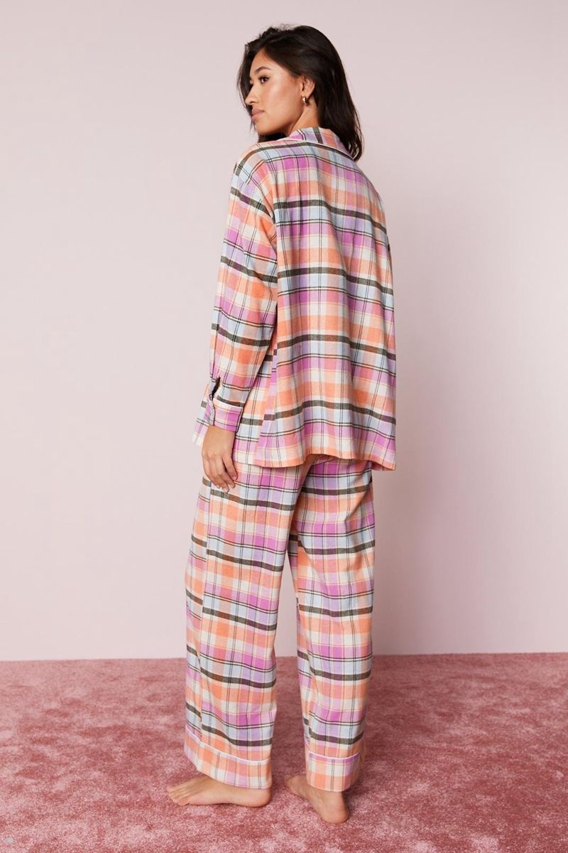 Sady Nasty Gal Bavlněné Yarn Dyed Plaid 3pc Pajama Pants Růžové | CZ 4291-XWERA