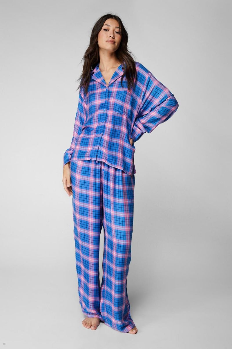 Sady Nasty Gal Soft Plaid Pajama Pants Blankyt | CZ 8659-AOQGT