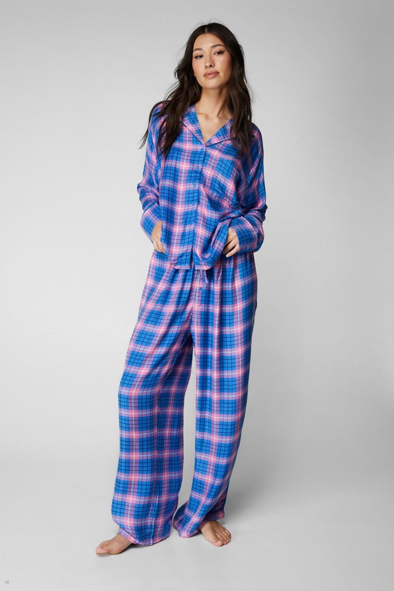 Sady Nasty Gal Soft Plaid Pajama Pants Blankyt | CZ 8659-AOQGT