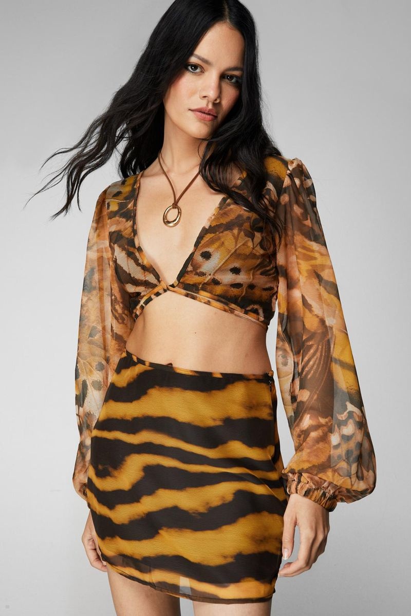 Sukně Nasty Gal Animal Print Micro Mini Hnědé | CZ 0695-ZNLET