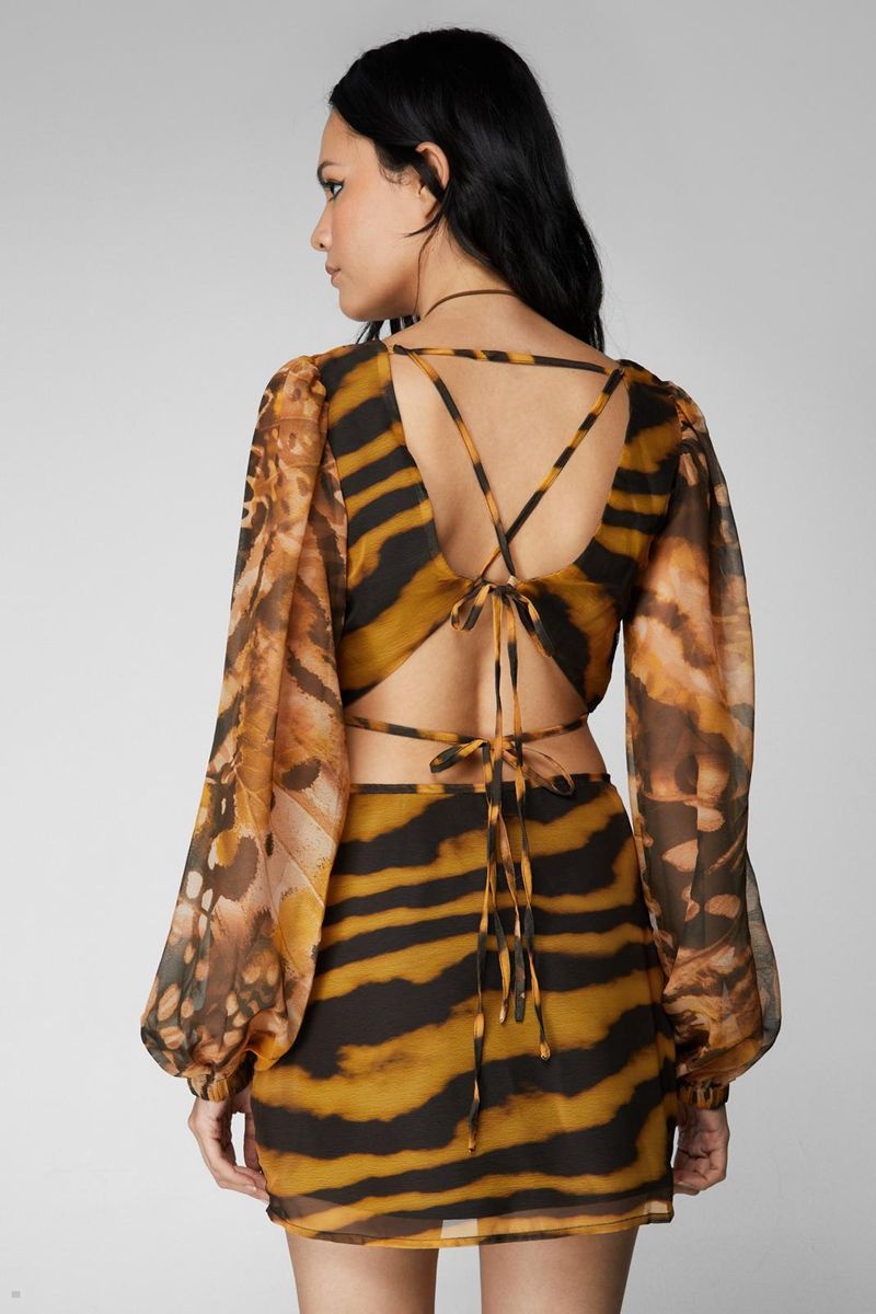 Sukně Nasty Gal Animal Print Micro Mini Hnědé | CZ 0695-ZNLET