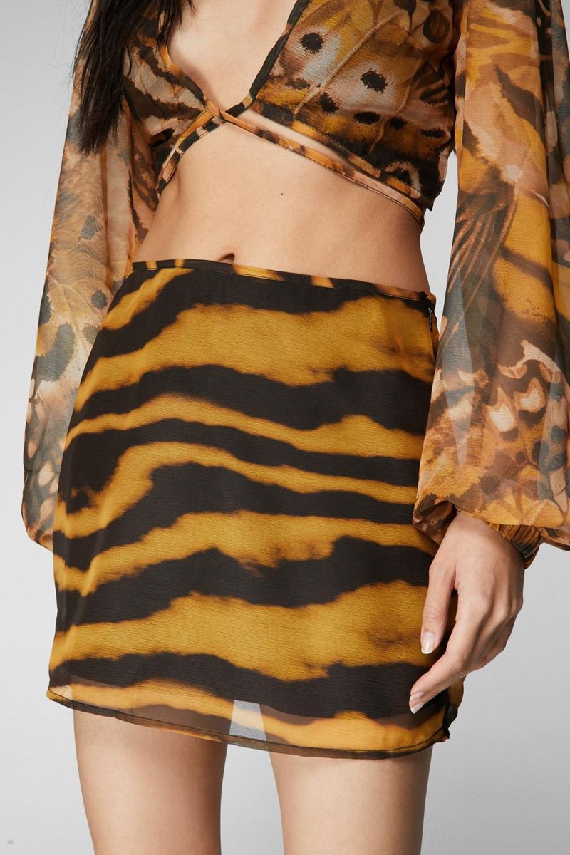 Sukně Nasty Gal Animal Print Micro Mini Hnědé | CZ 0695-ZNLET