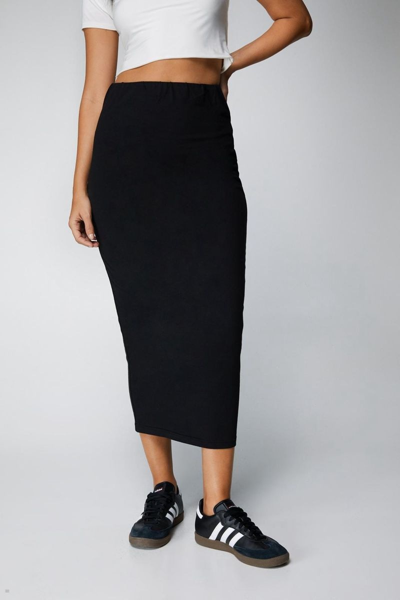 Sukně Nasty Gal Basic Jersey Midi Černé | CZ 7025-DKCLG