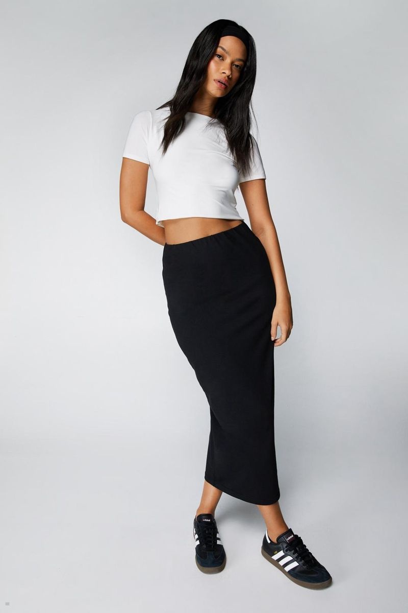 Sukně Nasty Gal Basic Jersey Midi Černé | CZ 7025-DKCLG