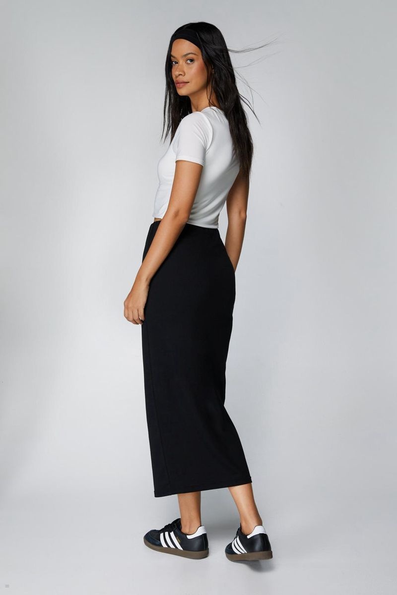 Sukně Nasty Gal Basic Jersey Midi Černé | CZ 7025-DKCLG