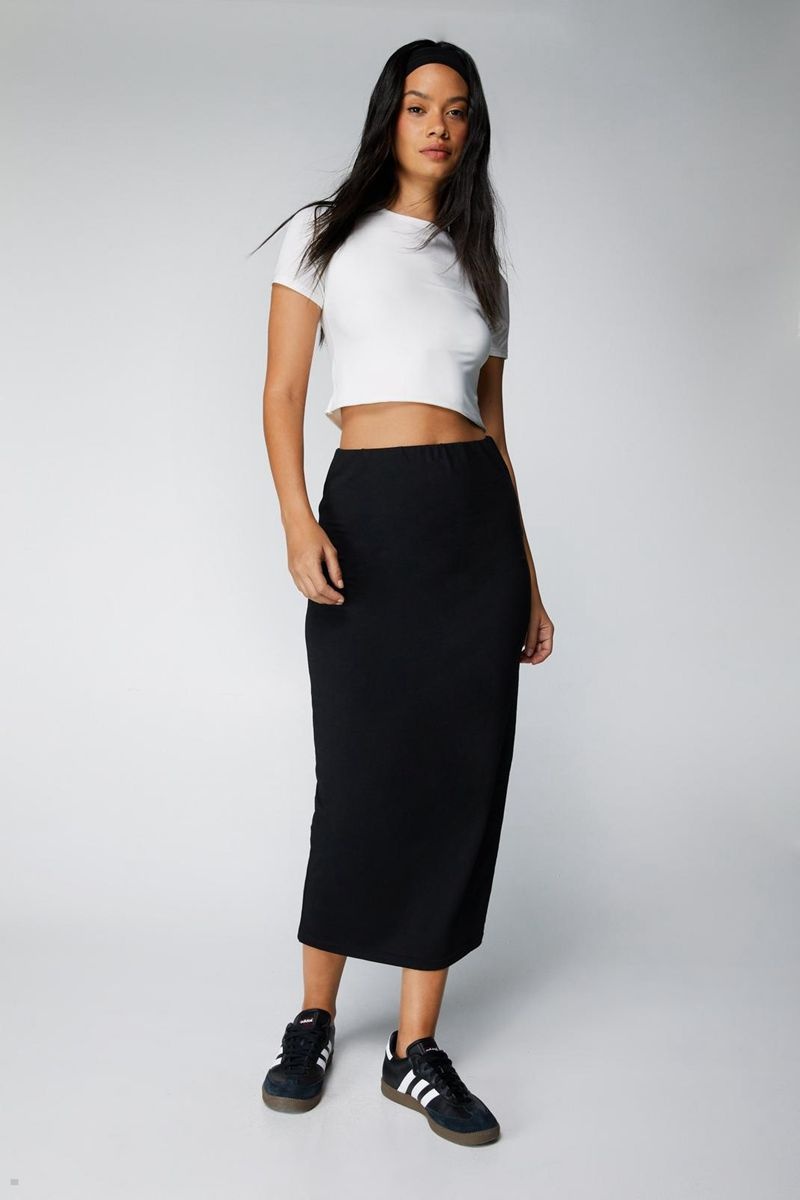 Sukně Nasty Gal Basic Jersey Midi Černé | CZ 7025-DKCLG