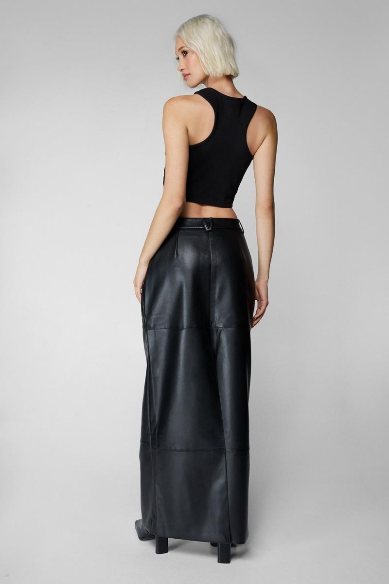 Sukně Nasty Gal Faux Læder Bonded Tailored Maxi Černé | CZ 6087-NPVXO