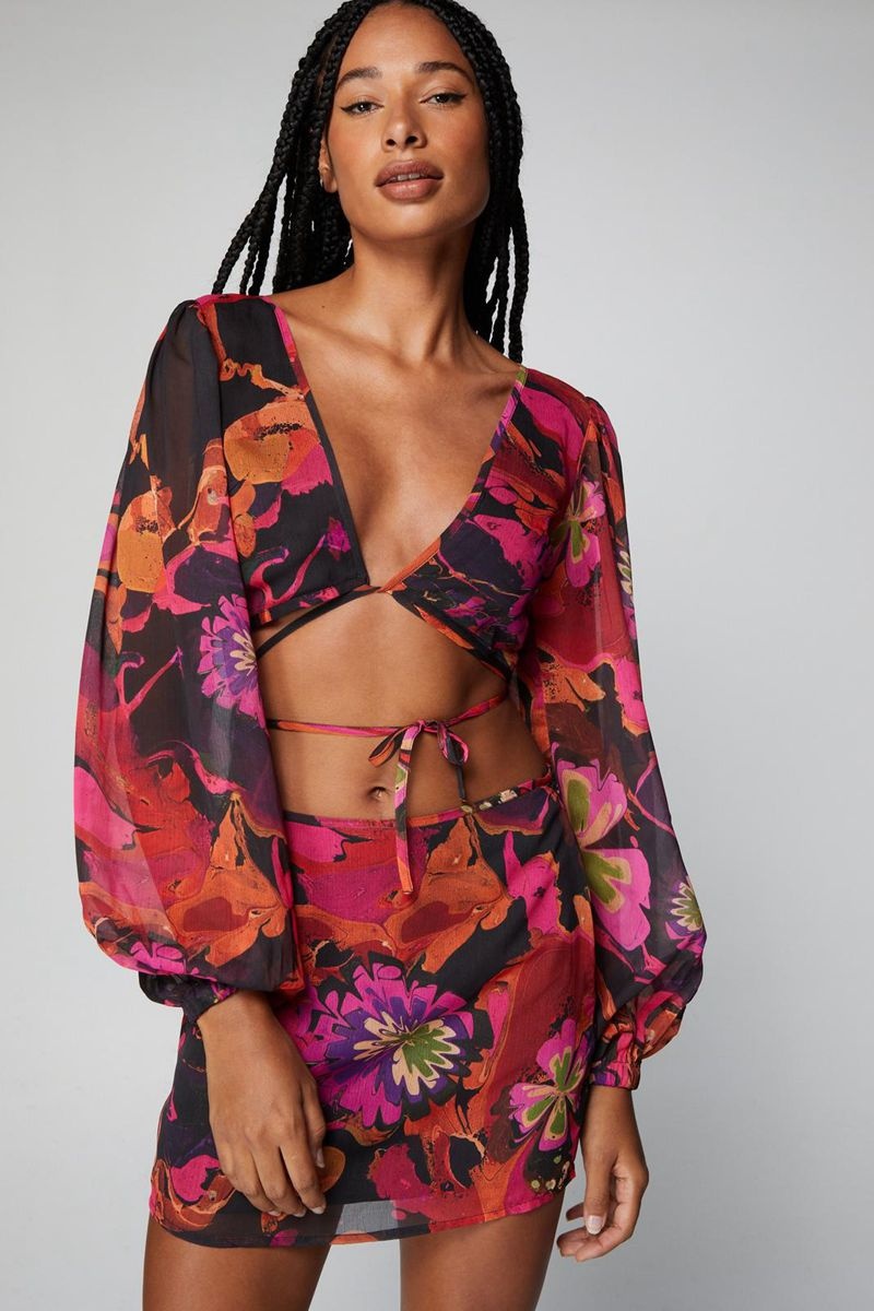 Sukně Nasty Gal Floral High Waisted Mini Černé | CZ 9543-JVSFI