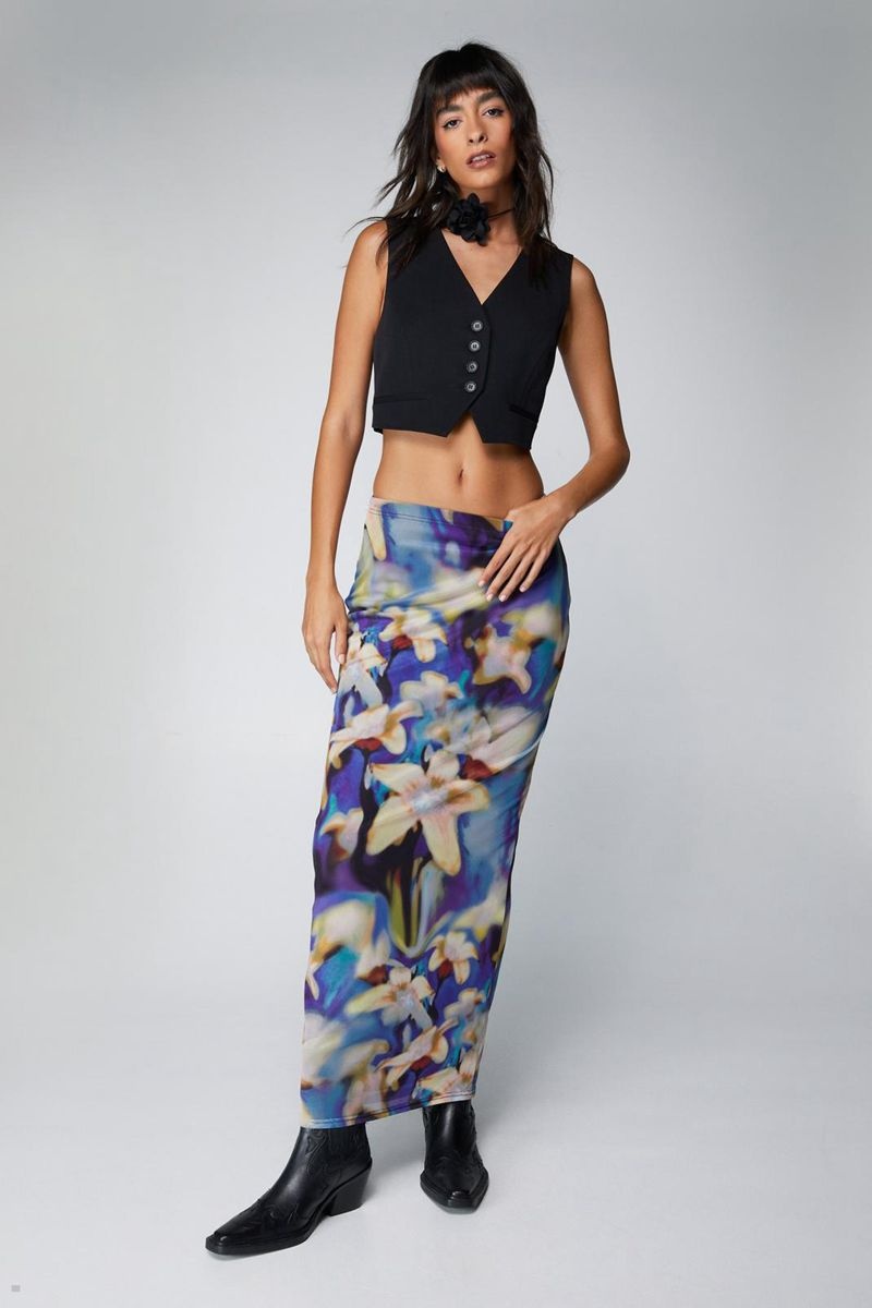 Sukně Nasty Gal Mesh High Waisted Relaxed Maxi Viacfarebný | CZ 9758-HIEDN