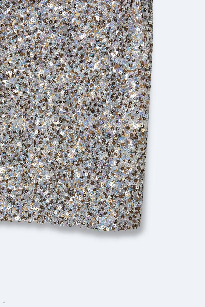 Sukně Nasty Gal Plus Velikost Metallic Textured Mixed Sequin Mini Stříbrné | CZ 7215-WYEGD