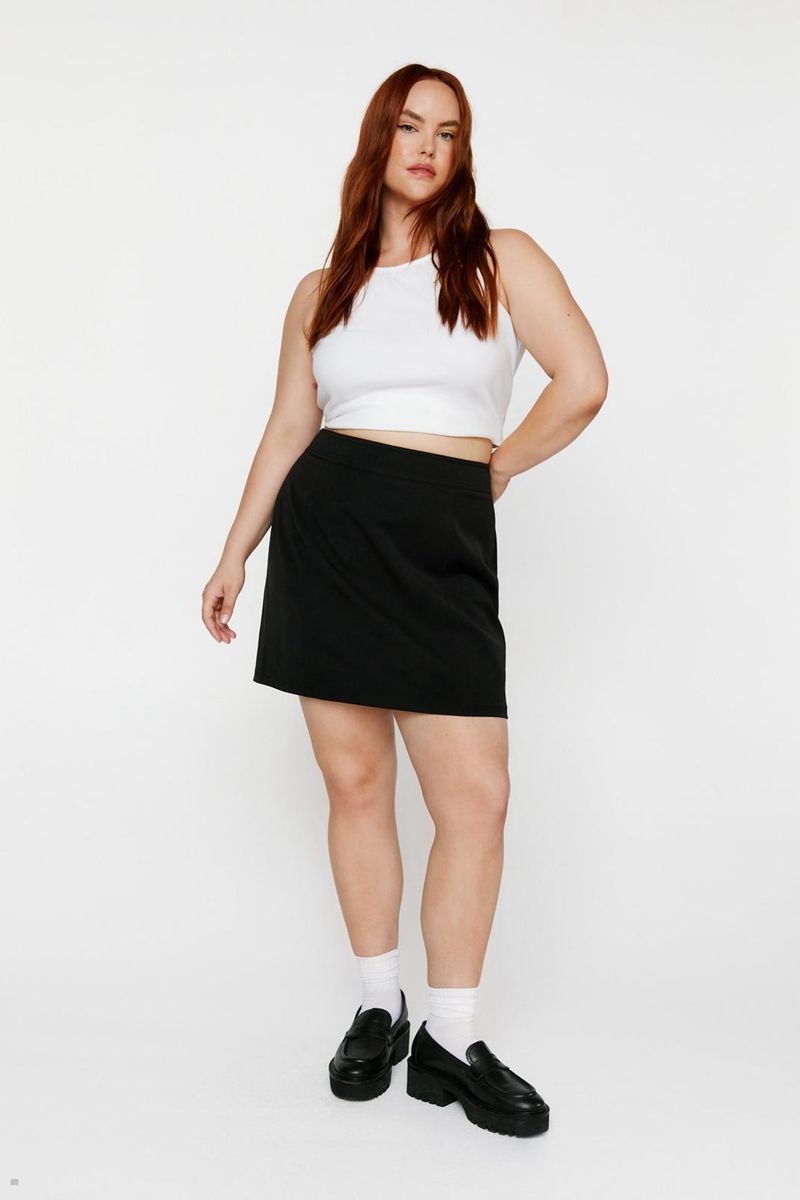 Sukně Nasty Gal Plus Velikost Tailored Seam Detail Mini Černé | CZ 5048-OMBVQ