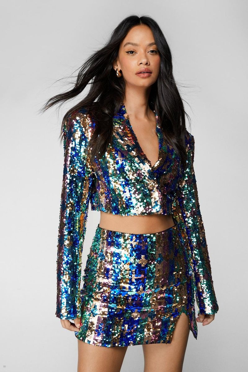 Sukně Nasty Gal Premium Sequin Mini Viacfarebný | CZ 6037-CSTNZ