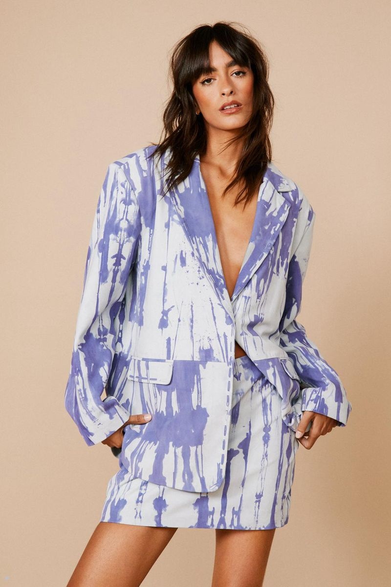 Sukně Nasty Gal Real Semišové Tie Dye Mini Pelmet Blankyt | CZ 2968-EOTLK