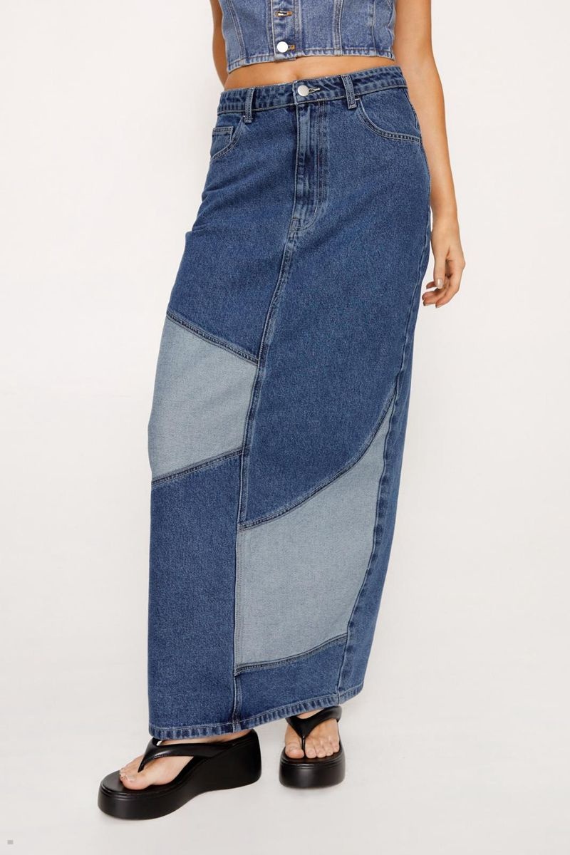 Sukně Nasty Gal Reverse Panel Denim Blankyt | CZ 4038-YGLZX